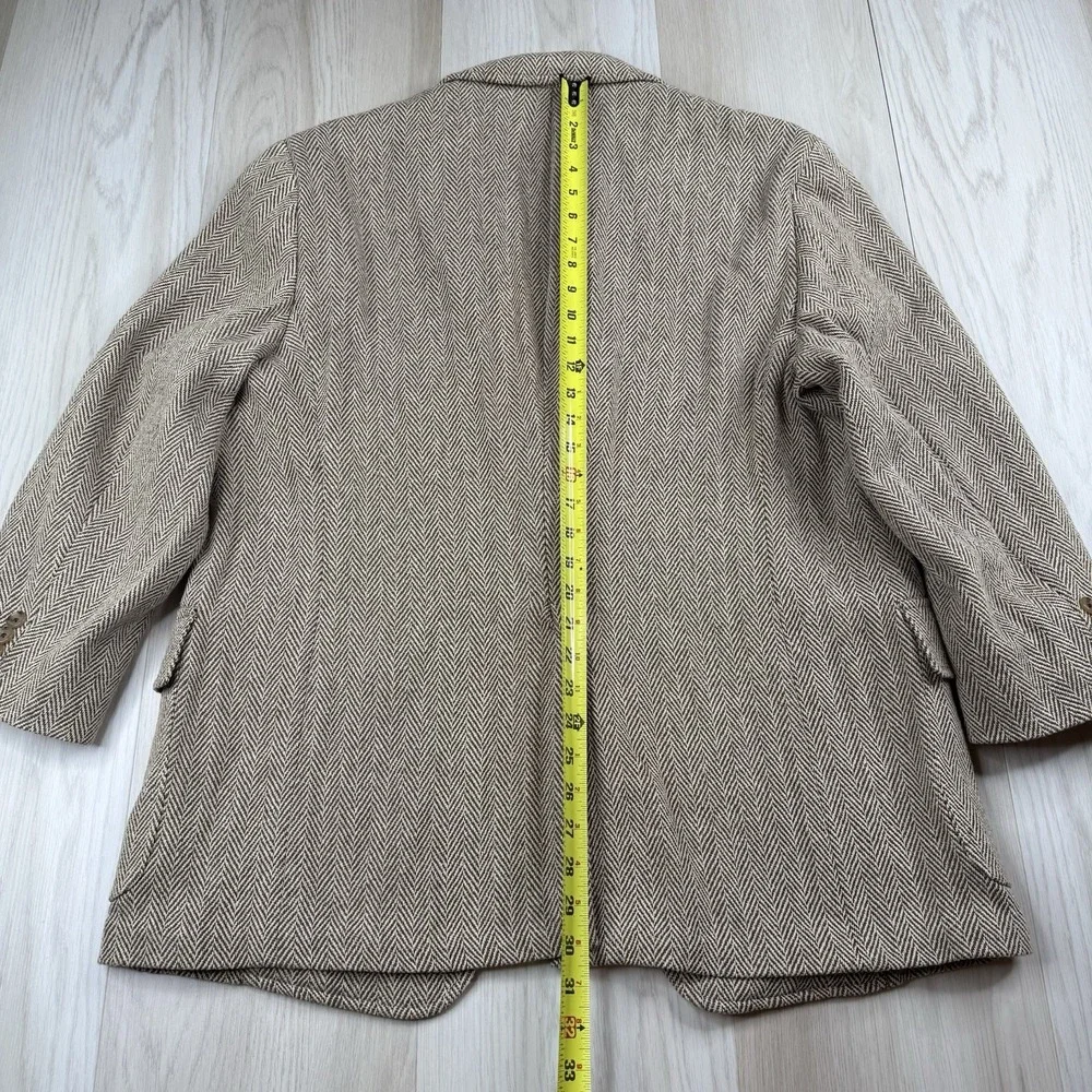 J. Press Herringbone Tweed Blazer Sport Coat Men's Size 48R Made In USA Cotton